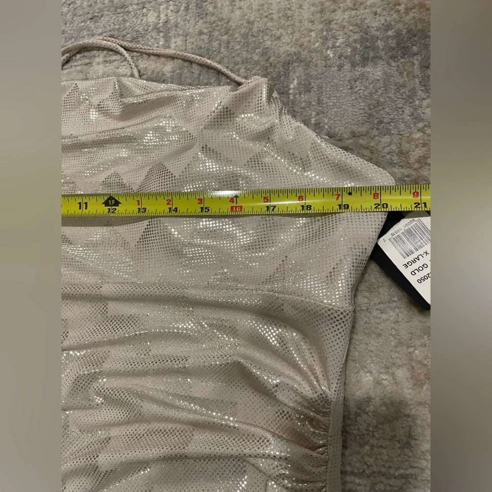 NEW Bebe Gold Sparkle Cowl Neck Lined Mini Slip Dress Size XL New Year's Dress! - Picture 11 of 12